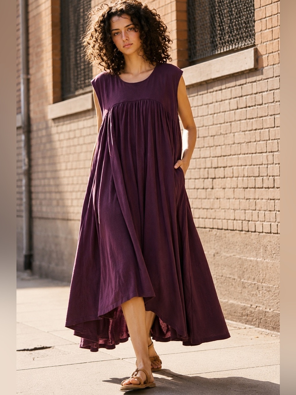 Free People Beach Madelyn Oversized Plum Midi Maxi Dress XS NWOT